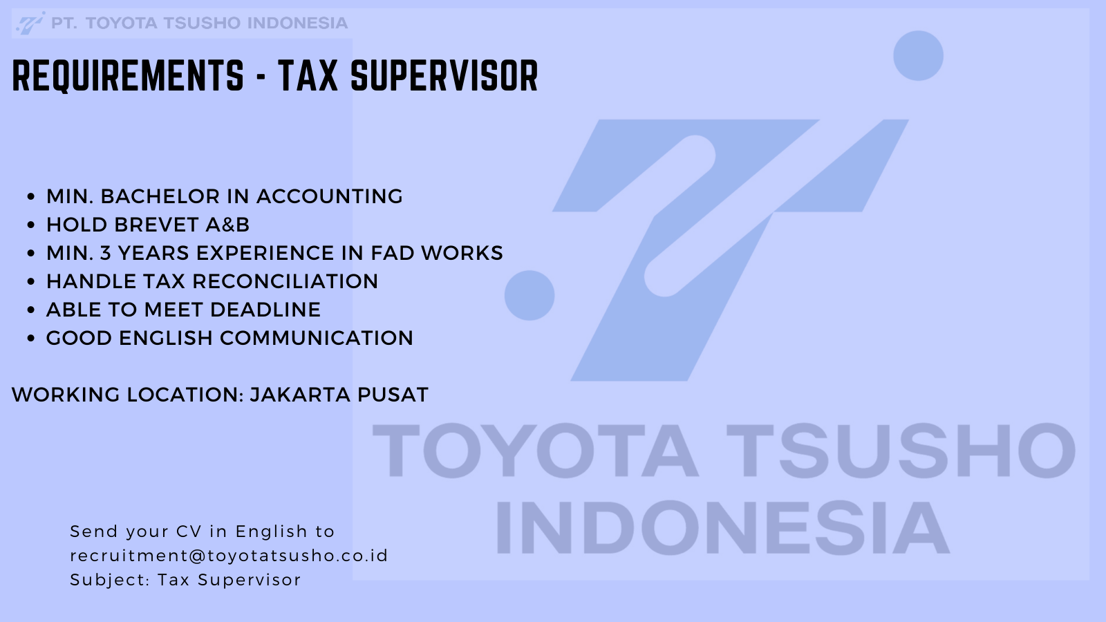 Tax Supervisor - TTI Career